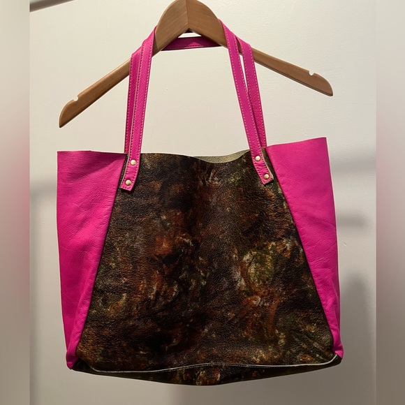 American Apparel Tote - Fuchsia and army green $25 - Picture 3 of 3